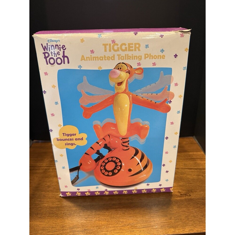 Disney Tigger Animated Talking Phone Bounces and Talks Winnie The Pooh New
